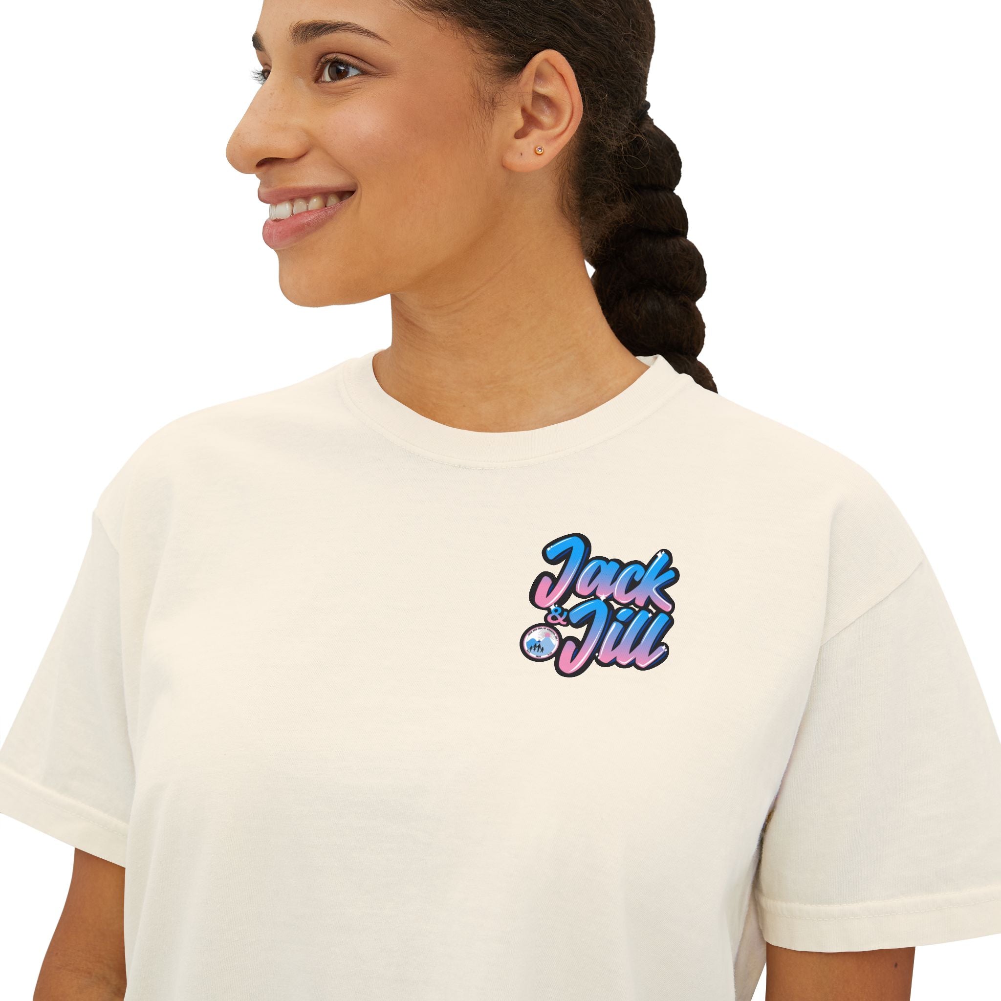 Jack & Jill of America Bubble Retro Crop Tee — Women's Boxy T‑Shirt