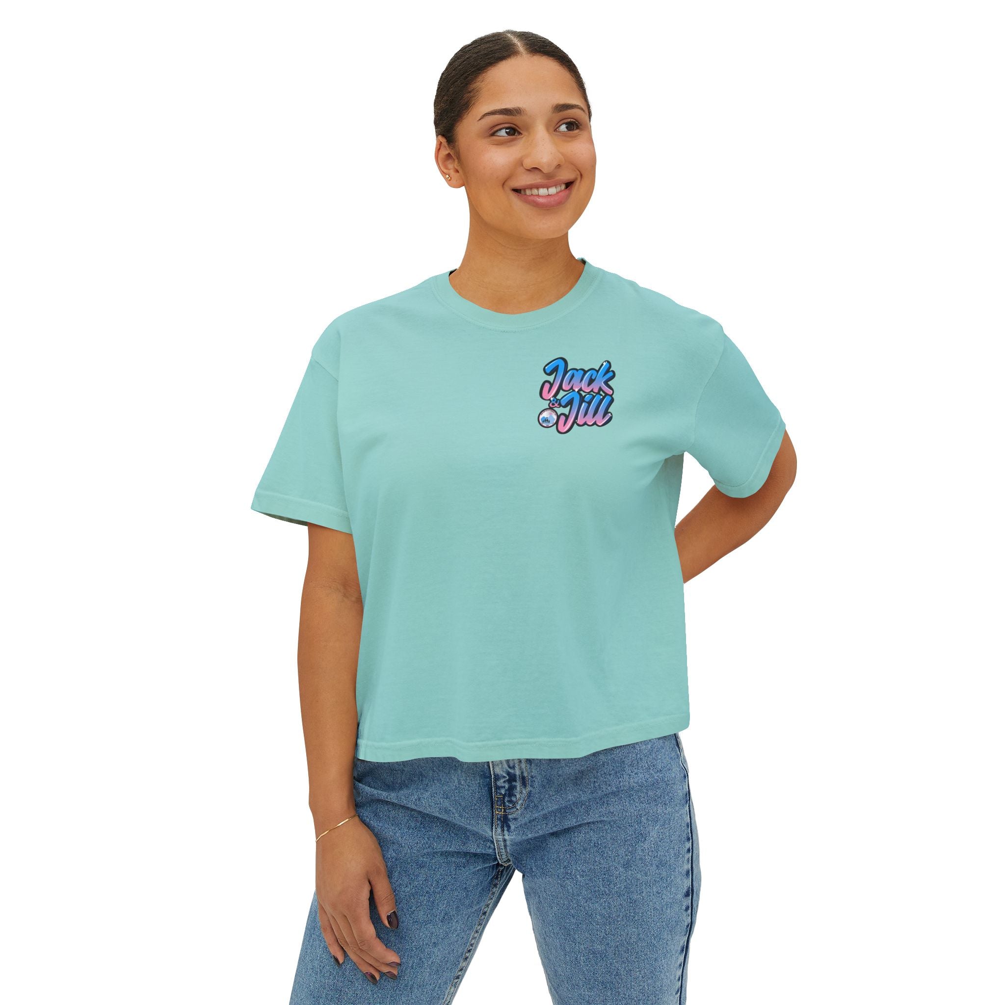 Jack & Jill of America Bubble Retro Crop Tee — Women's Boxy T‑Shirt