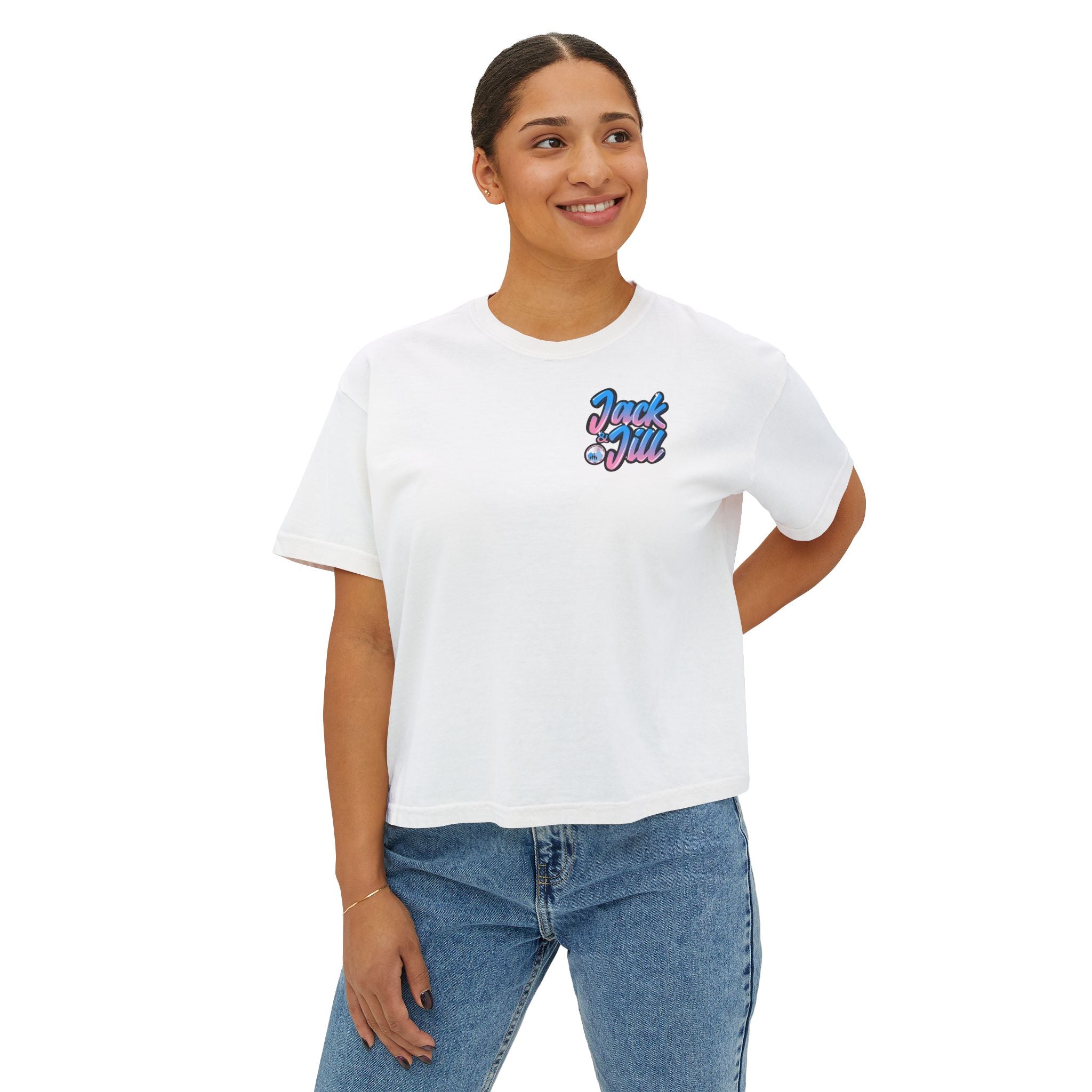 Jack & Jill of America Bubble Retro Crop Tee — Women's Boxy T‑Shirt