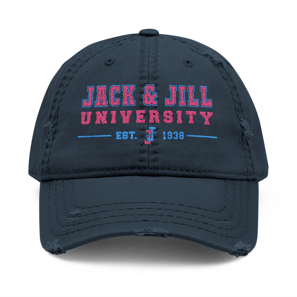 Jack & Jill of America University Distressed Embroidered Dad Hat — Vintage College Cap
