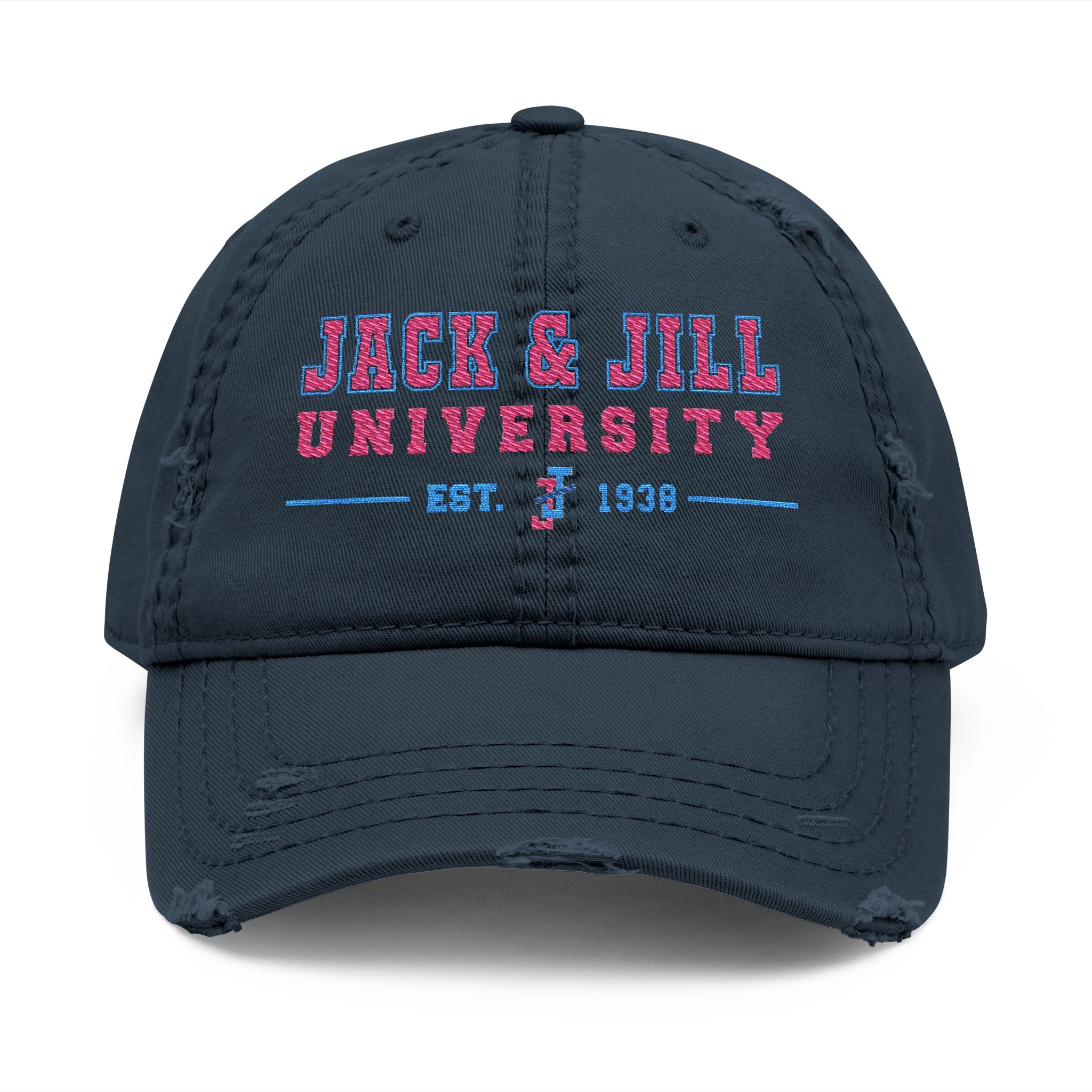 Jack & Jill of America University Distressed Embroidered Dad Hat — Vintage College Cap