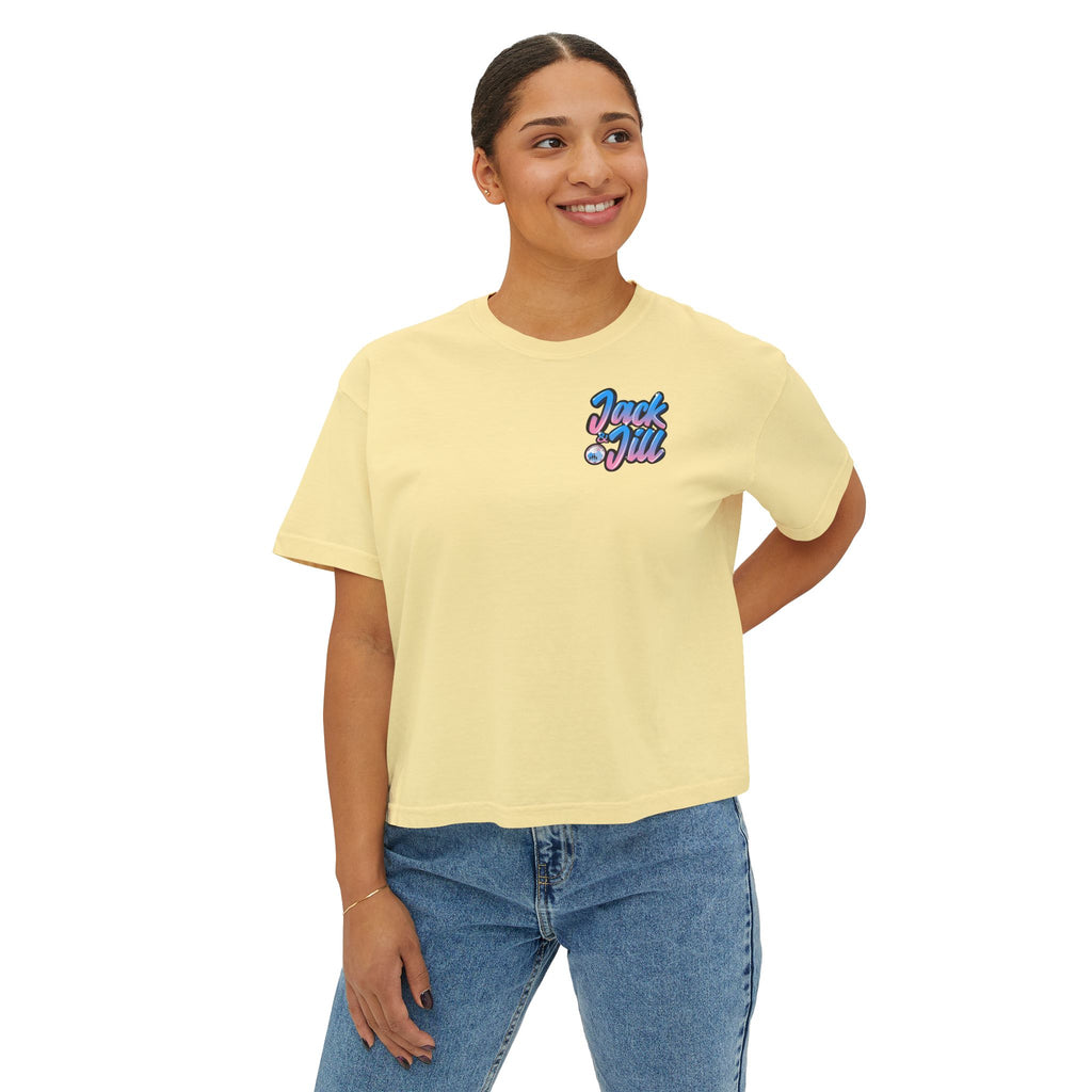 Jack & Jill of America Bubble Retro Crop Tee — Women's Boxy T‑Shirt