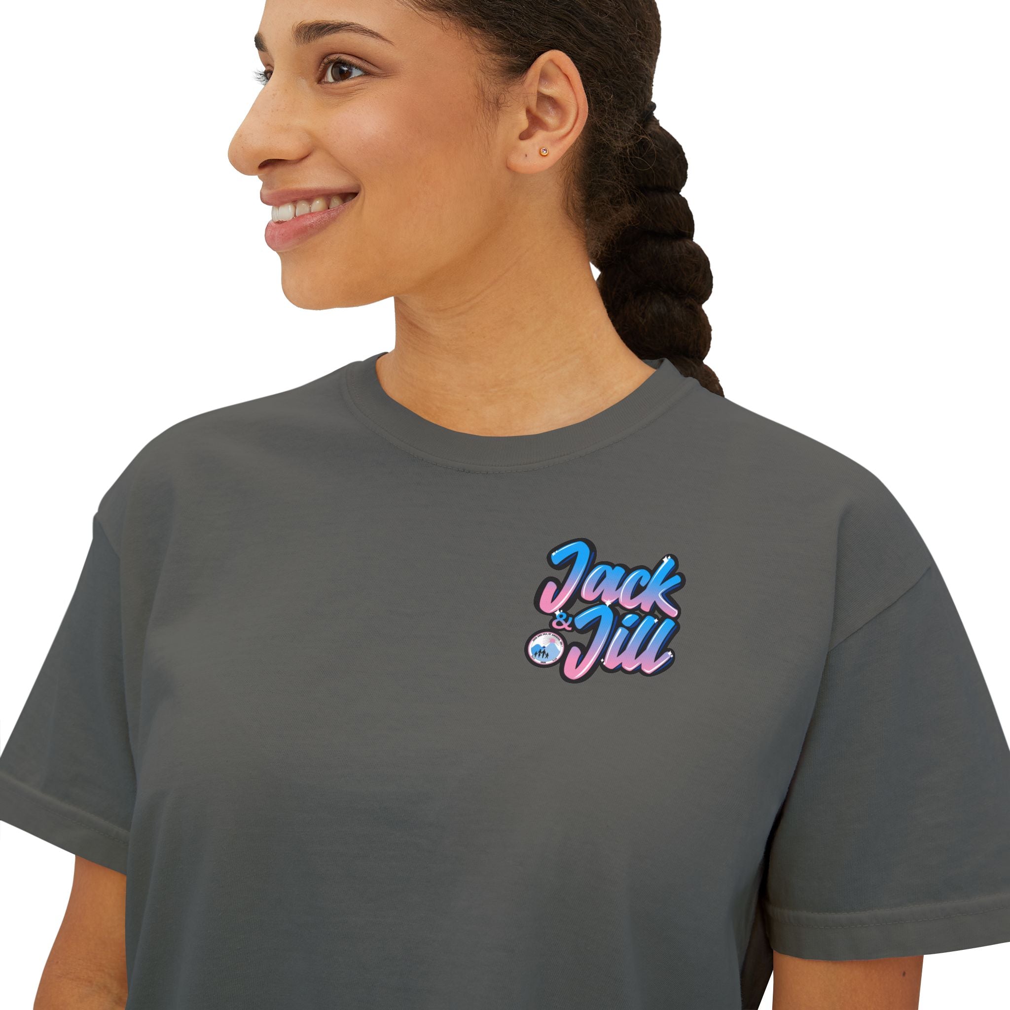 Jack & Jill of America Bubble Retro Crop Tee — Women's Boxy T‑Shirt