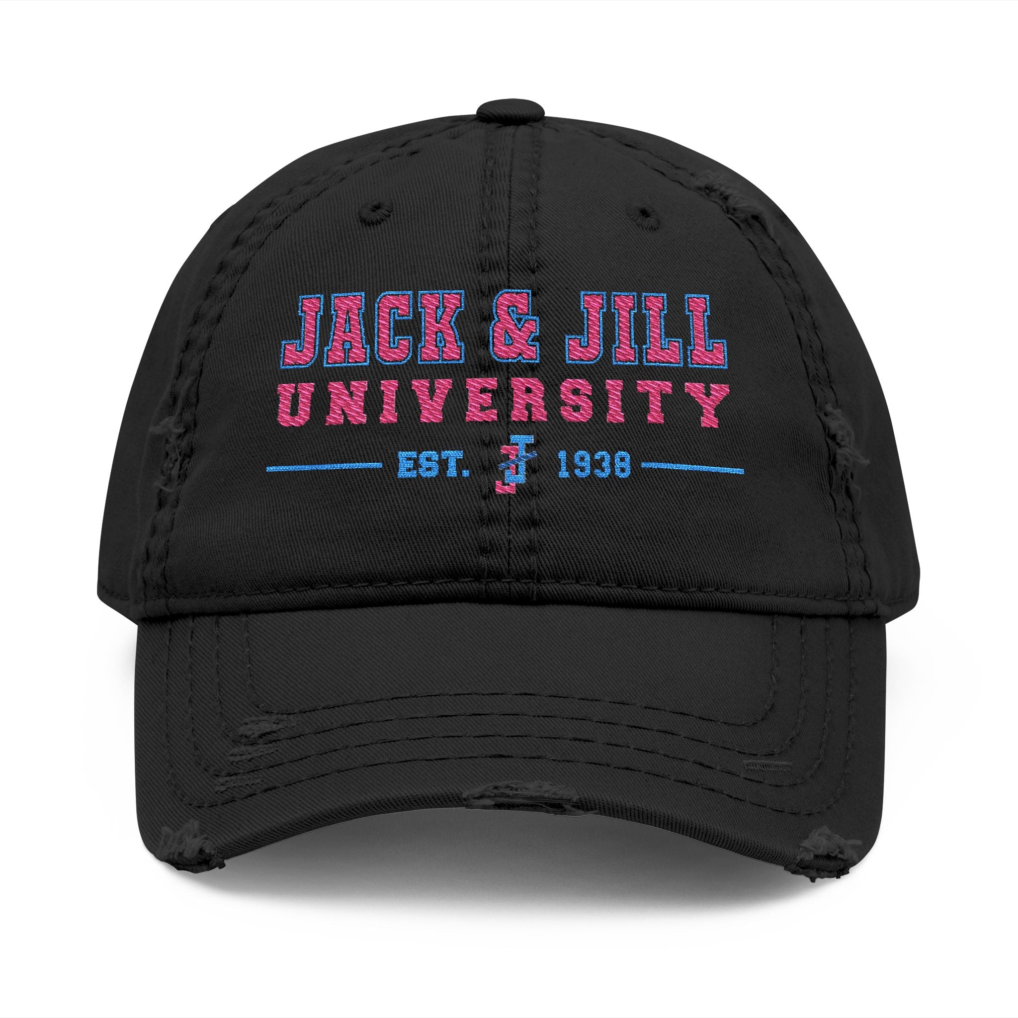 Jack & Jill of America University Distressed Embroidered Dad Hat — Vintage College Cap