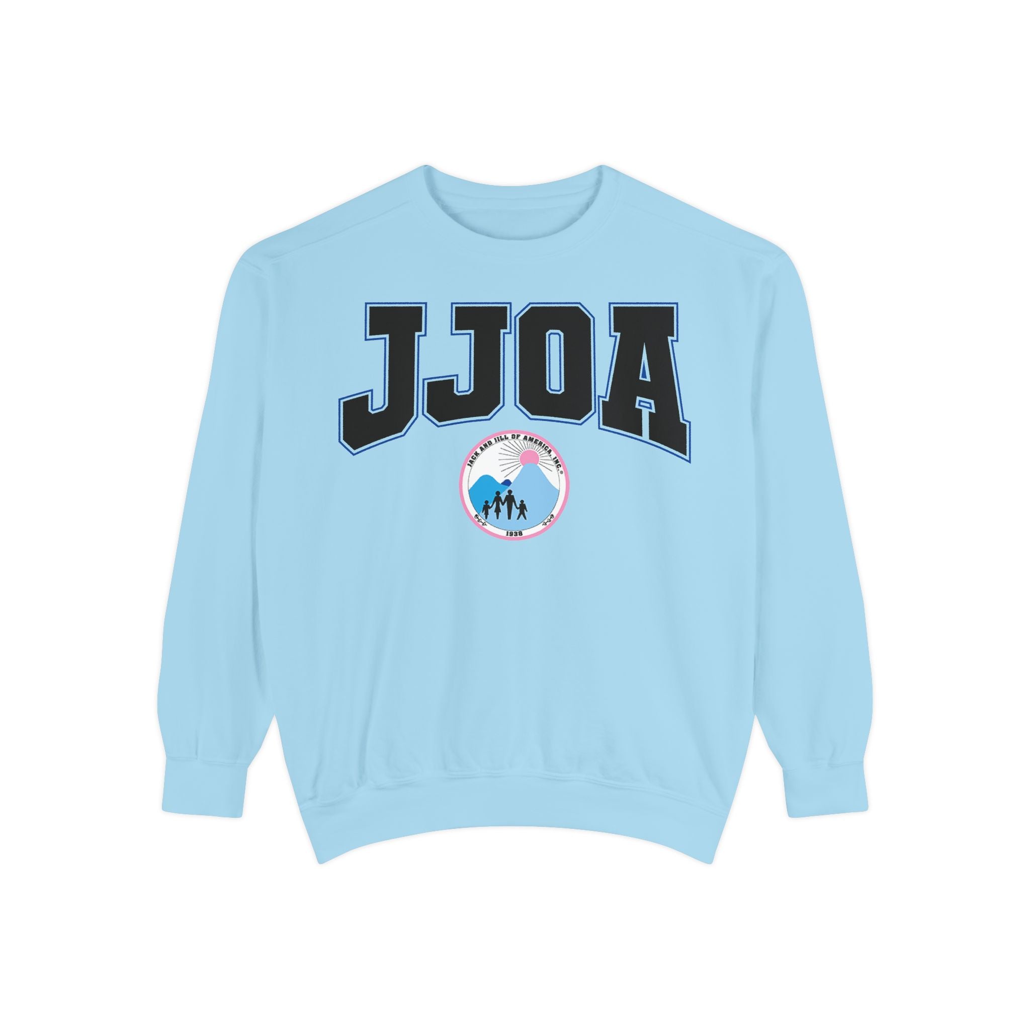 JJOA Vintage Logo Sweatshirt — Pastel Yellow Crewneck with Retro Patch