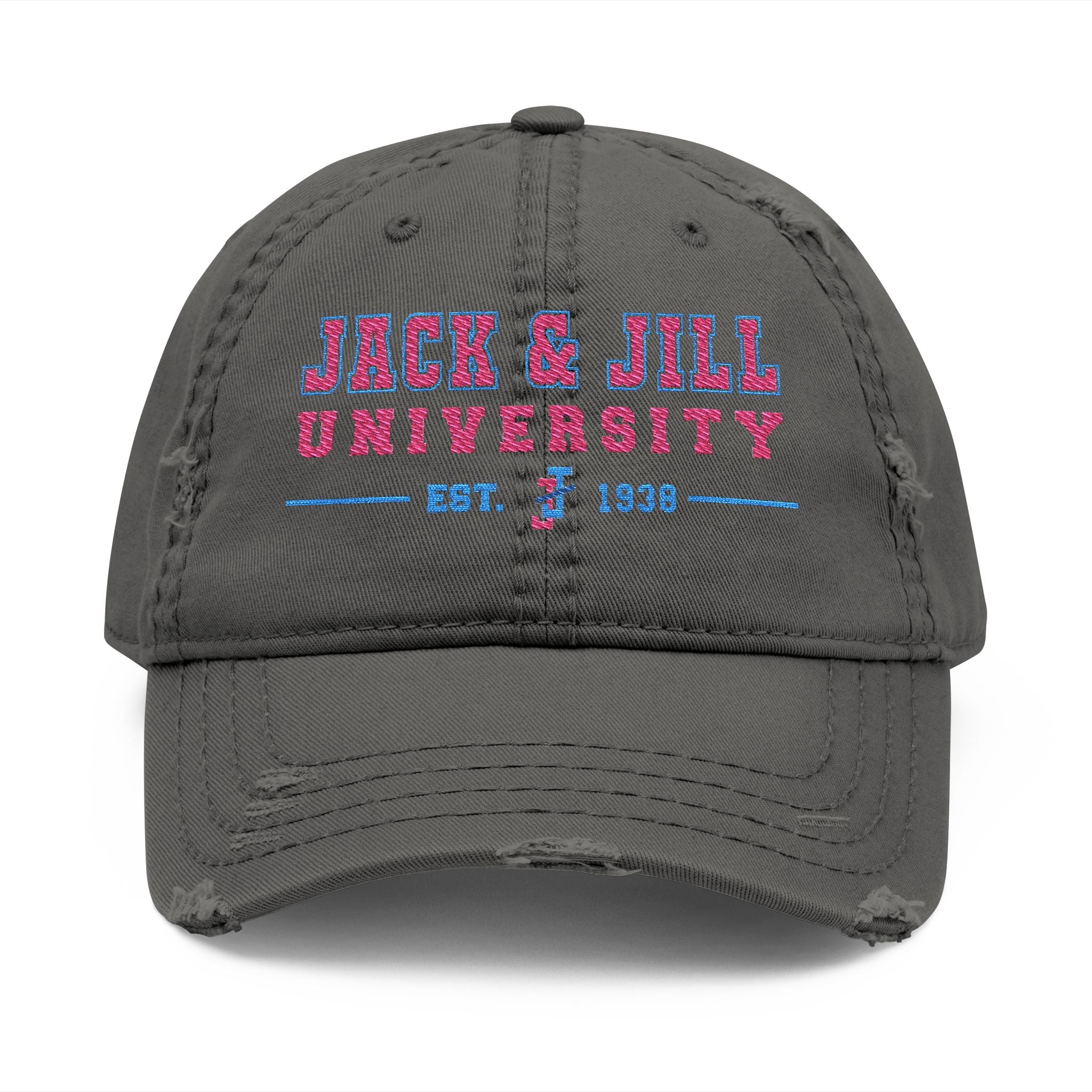 Jack & Jill of America University Distressed Embroidered Dad Hat — Vintage College Cap